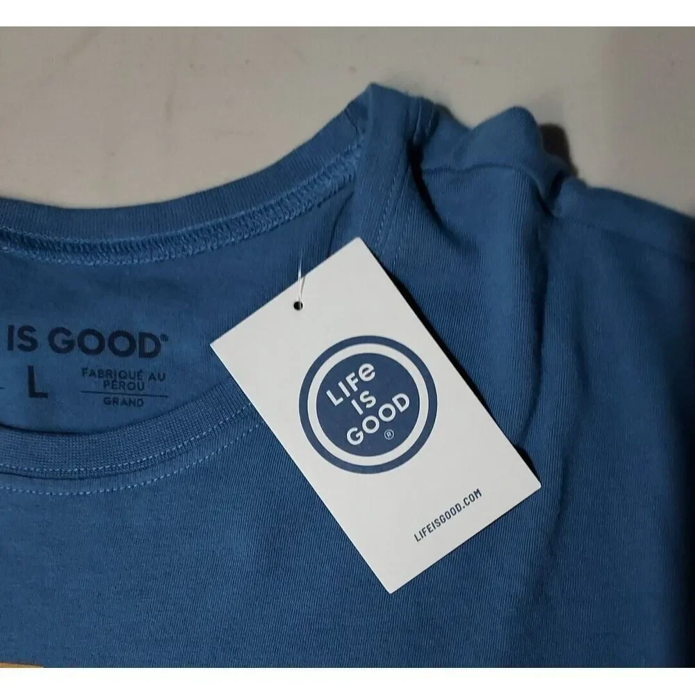 Life Is Good Football Turkey Nap Repeat Thanksgiving T‎ Shirt Mens L Blue NWT